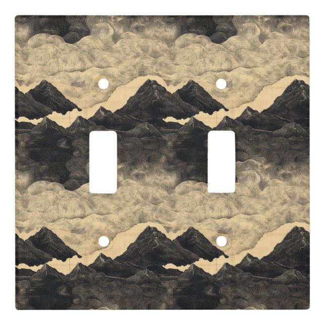 Vintage Mountain Clouds Landscape (2) Light Switch Cover (Front)