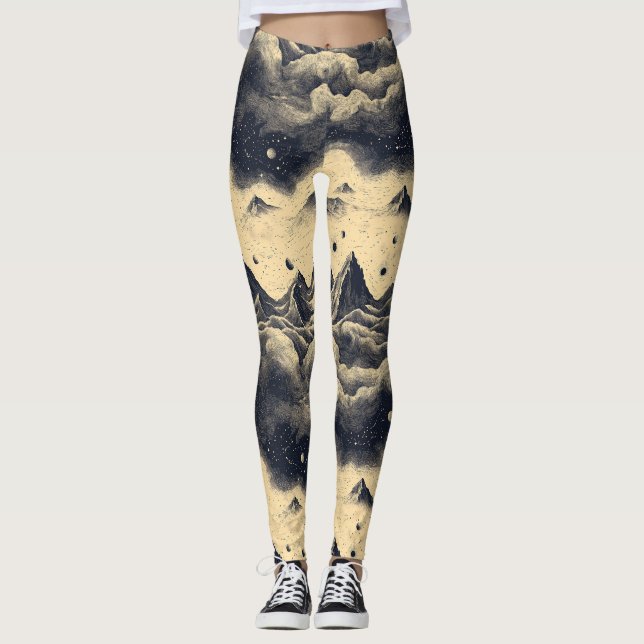 Vintage Mountain Clouds Landscape (3) Leggings (Front)