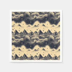 Vintage Mountain Clouds Landscape (3) Napkins
