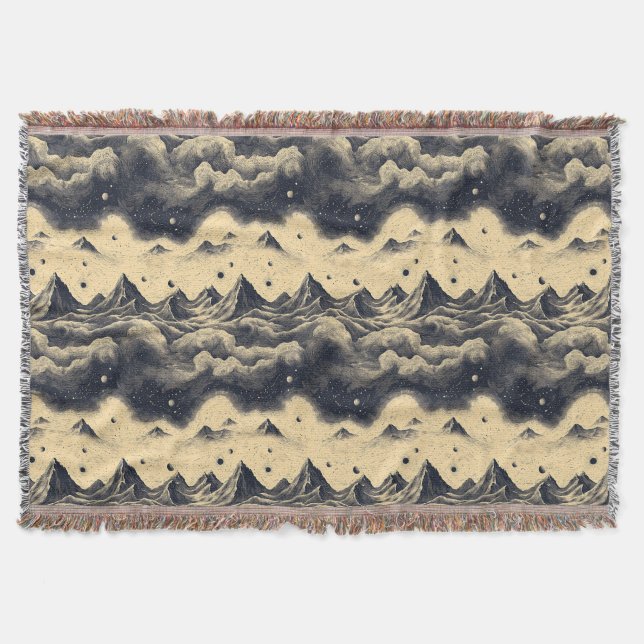 Vintage Mountain Clouds Landscape (3) Throw Blanket (Front)