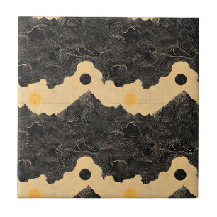 Vintage Mountain Clouds Landscape (4) Ceramic Tile