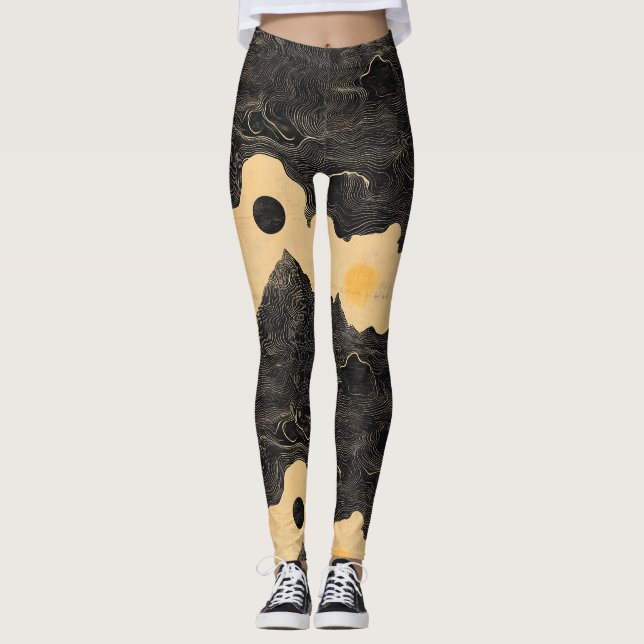 Vintage Mountain Clouds Landscape (4) Leggings (Front)