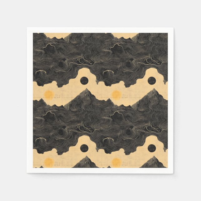 Vintage Mountain Clouds Landscape (4) Napkins (Front)