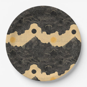 Vintage Mountain Clouds Landscape (4) Paper Plates