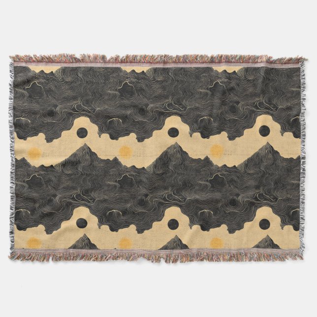 Vintage Mountain Clouds Landscape (4) Throw Blanket (Front)