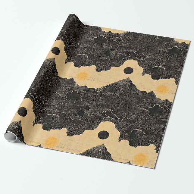 Vintage Mountain Clouds Landscape (4) Wrapping Paper (Unrolled)