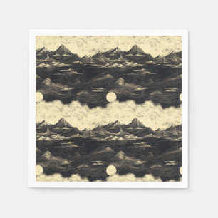 Vintage Mountain Clouds Landscape (5) Napkins