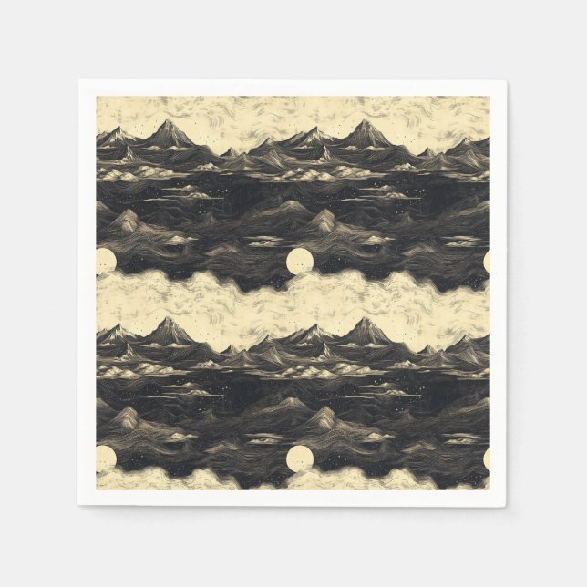 Vintage Mountain Clouds Landscape (5) Napkins (Front)