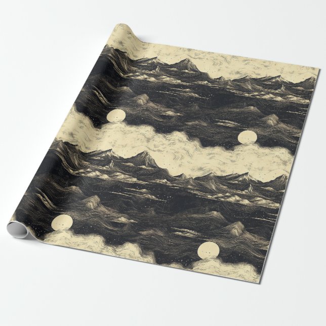 Vintage Mountain Clouds Landscape (5) Wrapping Paper (Unrolled)