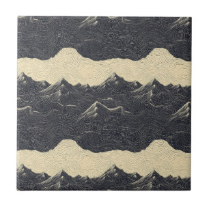 Vintage Mountain Clouds Landscape (6) Ceramic Tile