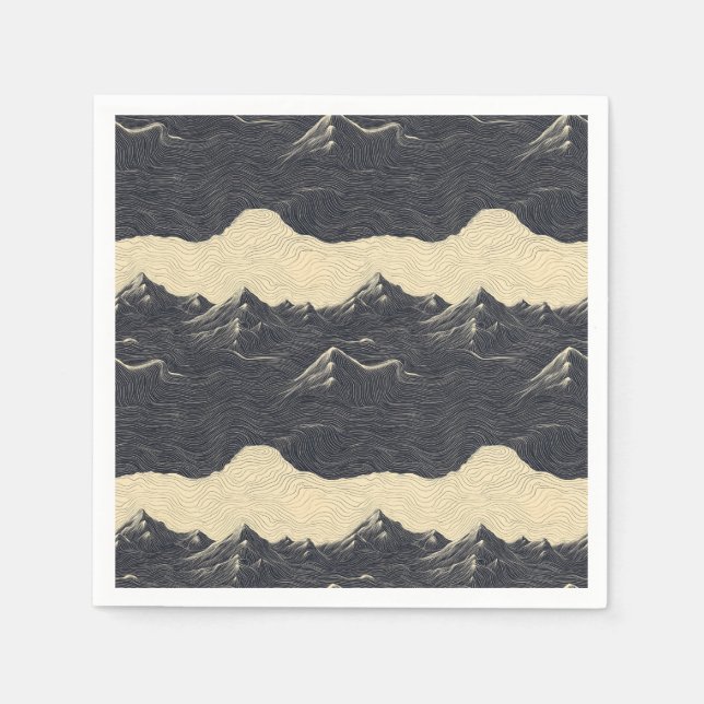 Vintage Mountain Clouds Landscape (6) Napkins (Front)