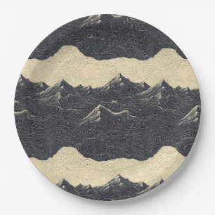 Vintage Mountain Clouds Landscape (6) Paper Plates