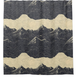 Vintage Mountain Clouds Landscape (6) Shower Curtain