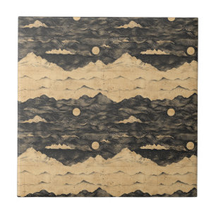 Vintage Mountain Clouds Landscape (7) Ceramic Tile