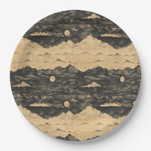 Vintage Mountain Clouds Landscape (7) Paper Plates