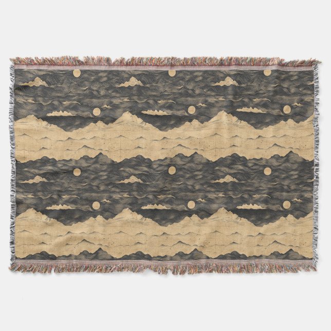 Vintage Mountain Clouds Landscape (7) Throw Blanket (Front)