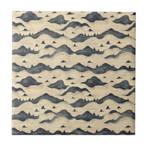 Vintage Mountain Clouds Landscape (8) Ceramic Tile