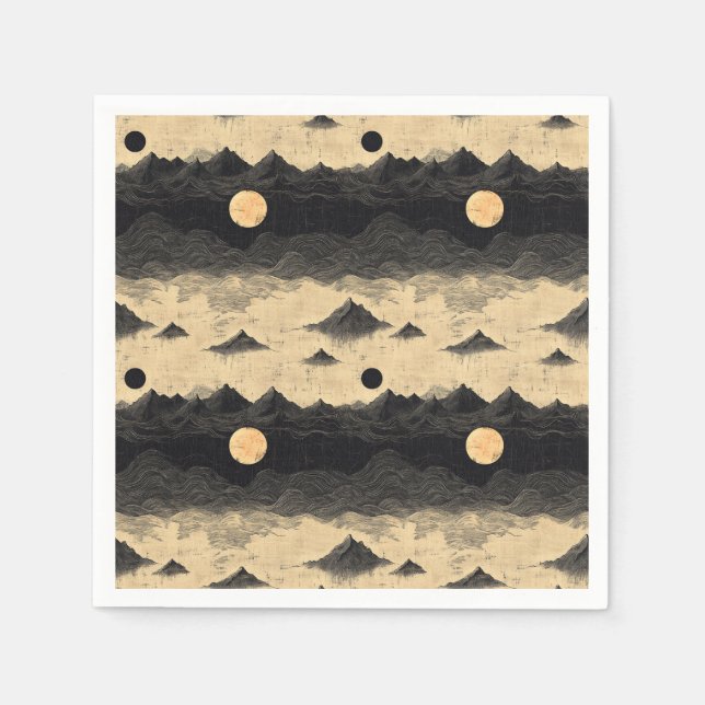 Vintage Mountain Clouds Landscape (8) Napkins (Front)
