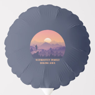 Vintage Mountain Forest Hiker's Sunset purple oran Balloon