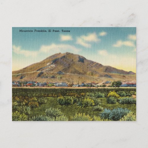 Vintage Mountain Franklin El Paso Texas Postcard