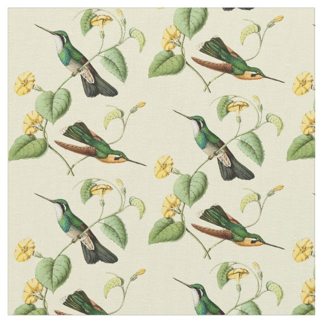 Vintage Mountain Gem Hummingbird Fabric (Close Up)
