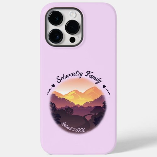 Vintage Mountain Sunset Farmhouse Retreat Purple Case_Mate iPhone 14 Pro Max Case