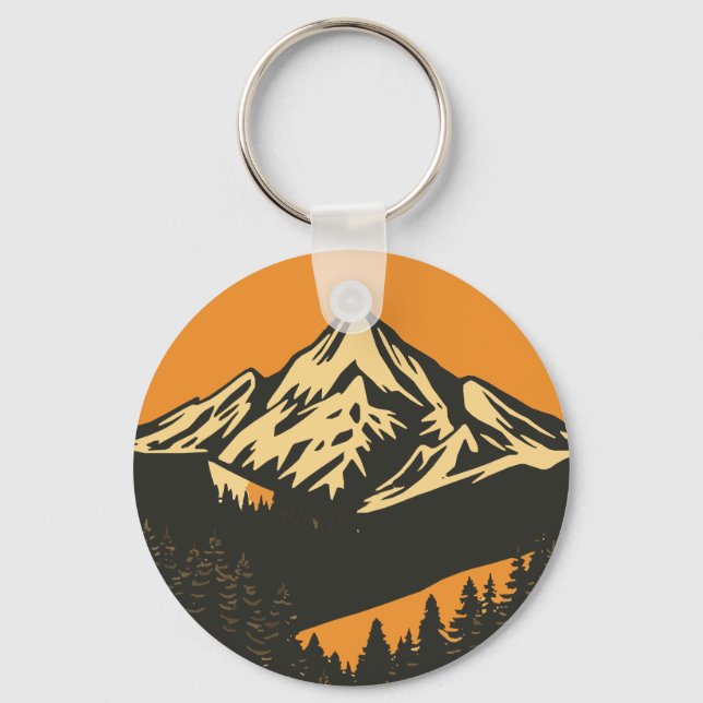 Vintage Mountain Sunset  Keychain (Front)
