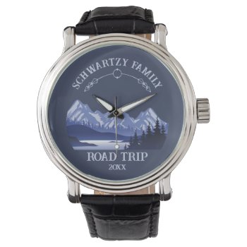 Vintage Mountain Sunset Outdoor Lake Retreat Blue Watch by Wanderlustvacations at Zazzle