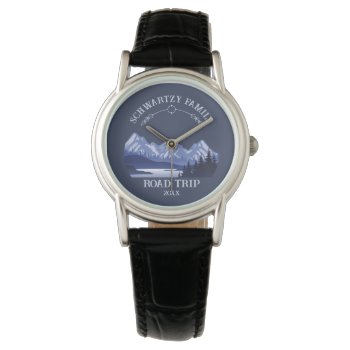 Vintage Mountain Sunset Outdoor Lake Retreat Blue Watch by Wanderlustvacations at Zazzle