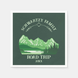 Vintage Mountain Sunset outdoor lake Retreat green Napkins