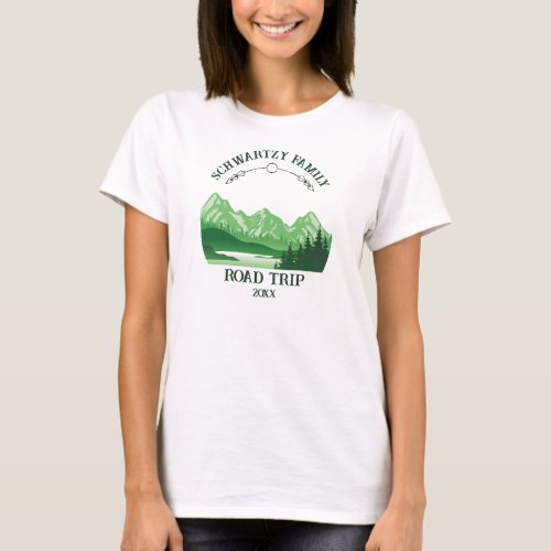 Vintage Mountain Sunset outdoor lake Retreat green T_Shirt