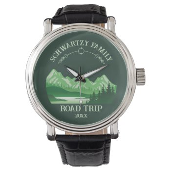 Vintage Mountain Sunset Outdoor Lake Retreat Green Watch by Wanderlustvacations at Zazzle