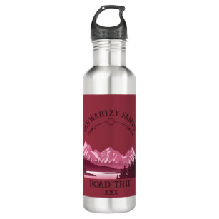 Vintage Mountain Sunset outdoor lake Retreat red Stainless Steel Water Bottle