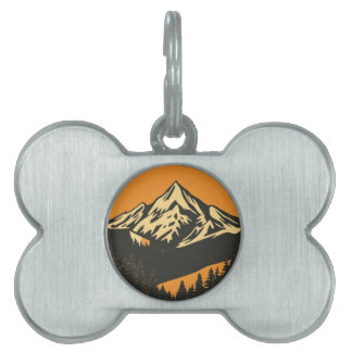 Vintage Mountain Sunset Pet ID Tag