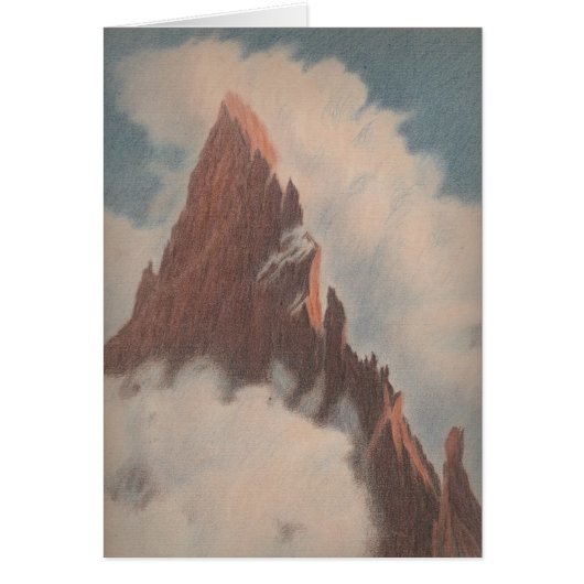 Vintage mountain view landscape clouds snow unique cards (Front)