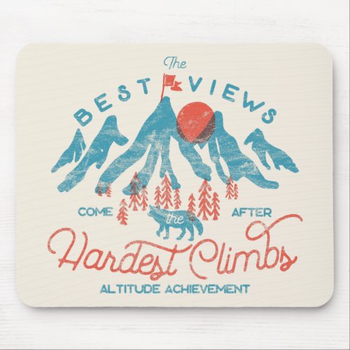 Vintage Mountain Wolf Climbing Hiking Outdoors Mouse Pad