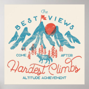 Vintage Mountain Wolf Climbing Hiking Outdoors Poster