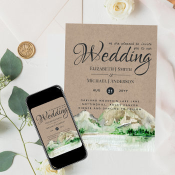 Vintage Mountains Lake Rustic Wedding by invitationz at Zazzle
