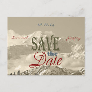 Vintage Mountains: Save the Date Personalize Announcement Postcard