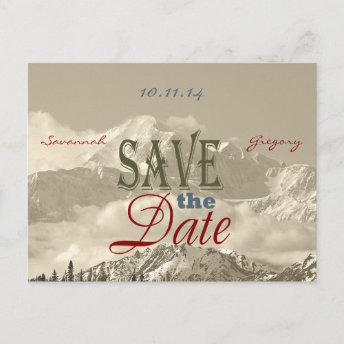 Vintage Mountains Save the Date Personalize Announcement Postcard