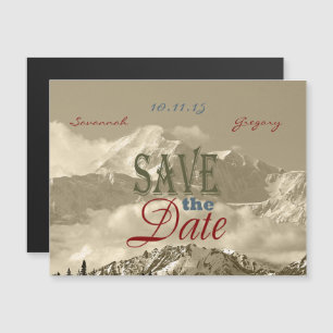 Vintage Mountains: Save the Date Personalize Magnetic Invitation