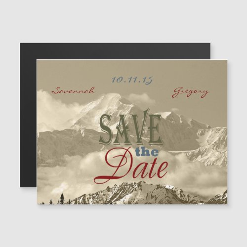 Vintage Mountains Save the Date Personalize Magnetic Invitation