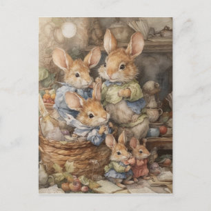 Vintage Mouse Family, Father's Day Holiday Postcard