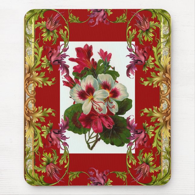 Vintage Mousepad Red Floral (Front)