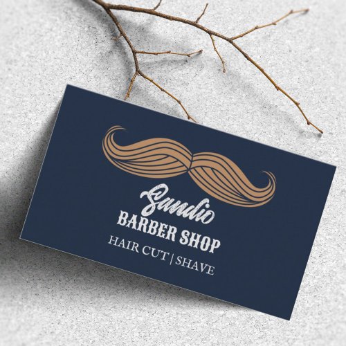 vintage moustache salon hair stylist barber shop business card