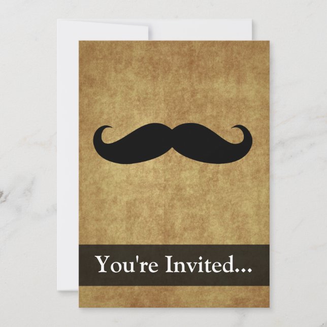 Vintage Moustache w/Custom Text Invitation (Front)