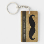 Vintage Moustache w/Custom Text Keychain