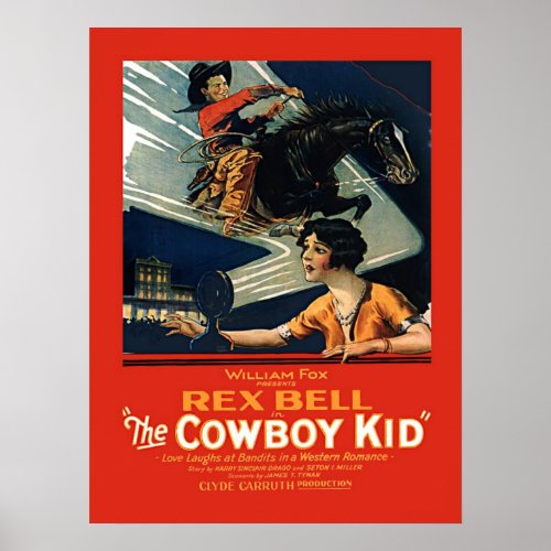 Vintage Movie Advertisement Rex Bell Cowboy Kid Poster
