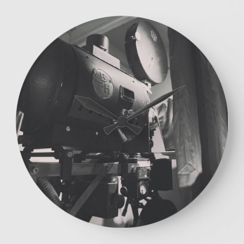 Vintage Movie Camera Photographic Print Large Clock