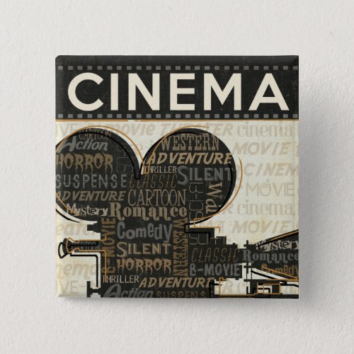 Vintage Movie Camera Pinback Button